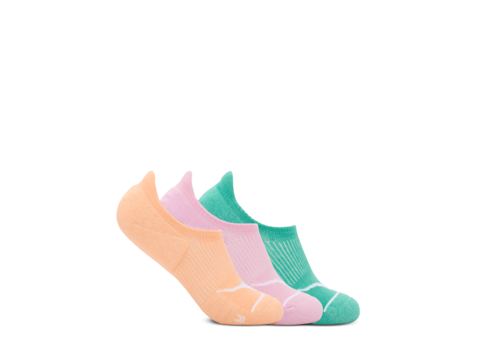 HOKA ONE ONE U INVISIBLE SOCK 3 PK 1156230-CTW CANTALOUPE / PK TWILIGHT / SHORELINE