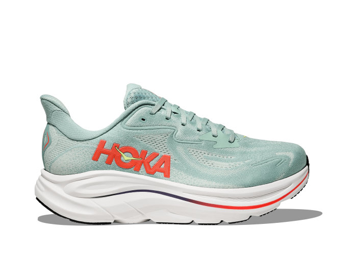 HOKA ONE ONE M CLIFTON 10 WIDE 1162032-SGNN SAGE / NEON FLAME