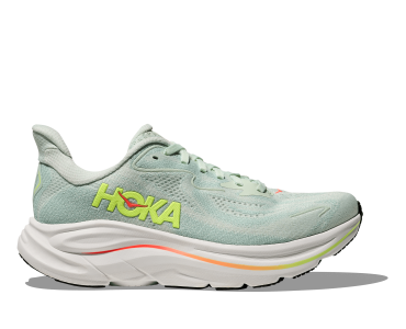 HOKA one one W Clifton 10 WIDE 1162050-SLSSN SEA GLASS / NEON FLAME