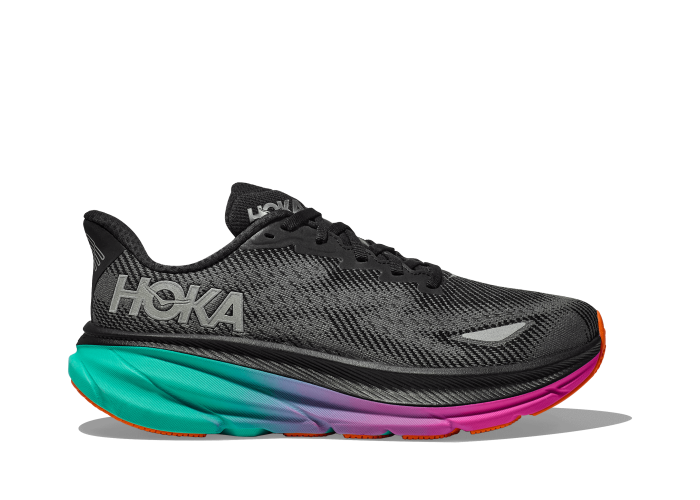 HOKA one one M Clifton 9 GTX 1141470F-BCQ BLACK / ELECTRIC AQUA