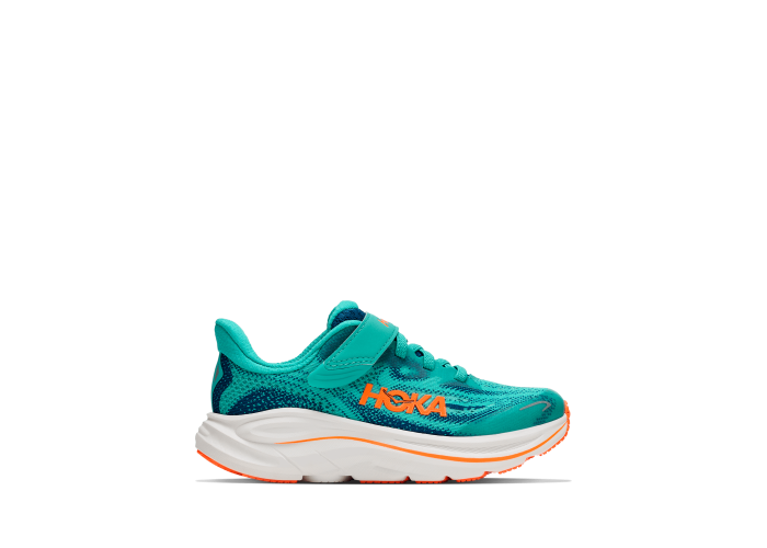 HOKA one one K Clifton 10 Little Kids 1168873-NCQ NIGHT GLOW BLUE / ELECTRIC AQUA