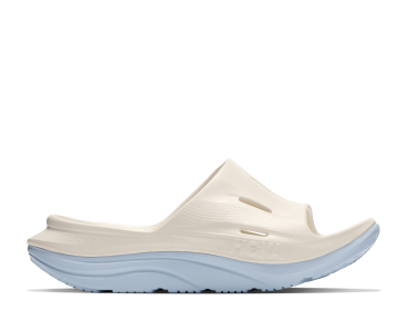 HOKA One One U ORA RECOVERY SLIDE 3 1135061-ARMB ALABASTER / AMBIENT BLUE