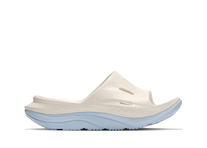 HOKA One One U ORA RECOVERY SLIDE 3 1135061-ARMB ALABASTER / AMBIENT BLUE