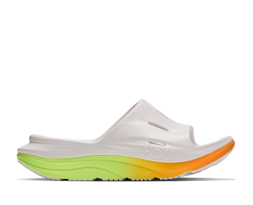 HOKA One One U ORA RECOVERY SLIDE 3 1135061-WTNN WHITE / NEON YUZU